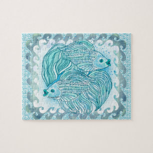Yin Yang Blauer Koi Fisch Puzzle