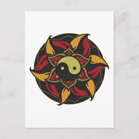 Yin Yang Blooming Lotus Postkarte (Vorderseite)