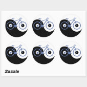 Yin Yang Blue Bicycle Runder Aufkleber (Blatt)