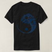 Yin Yang Blue Bonsai Tree Japanischer Buddhist Zen T-Shirt (Design vorne)