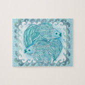 Yin Yang Blue Koi Fish Puzzle (Horizontal)