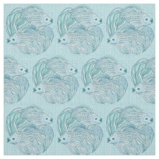 Yin Yang Blue Koi Fish Stoff (Muster)