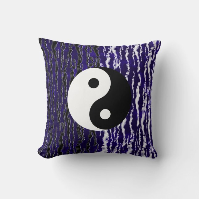 Yin Yang Blue Tranquility Zen Energy Kissen (Vorderseite)