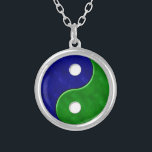 Yin Yang Blue und Green Necklace Versilberte Kette<br><div class="desc">Yin Yang Blue und Green Silver Platin Necklace</div>