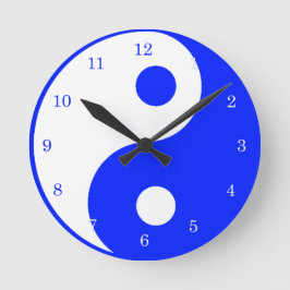 Yin Yang Blue und White Symbol Clock Runde Wanduhr