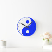 Yin Yang Blue und White Symbol Clock Runde Wanduhr (Zuhause)