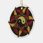 Yin Yang blühendes Lotus Keramik Ornament (Rechts)