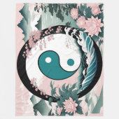 Yin Yang, Blumenrosa-Käfig Aquamarin Fleecedecke (Vorderseite)