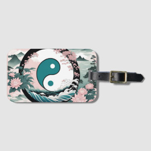 Yin Yang, Blumenrosa-Käfig Aquamarin Gepäckanhänger