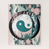 Yin Yang, Blumenrosa-Käfig Aquamarin Puzzle (Vertikal)
