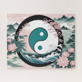Yin Yang, Blumenrosa-Käfig Aquamarin Puzzle (Horizontal)