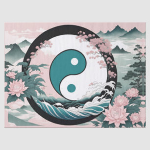 Yin Yang, Blumenrosa-Käfig Aquamarin Seidenpapier