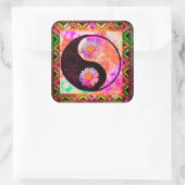 Yin Yang Boho Aztec Peace Liebe Gefärbte Krawatte  Quadratischer Aufkleber (Tasche)