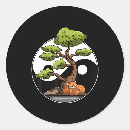 Yin Yang Bonsai Tao Taoismus Spiritual Zen Meditat Runder Aufkleber (Vorderseite)