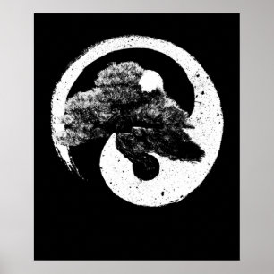 Yin Yang Bonsai Tree Buddhist Zen Japanisch Poster