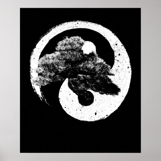 Yin Yang Bonsai Tree Buddhist Zen Japanisch Poster (Vorne)
