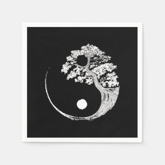 Yin Yang Bonsai Tree Japanisch Buddhist Zen Serviette