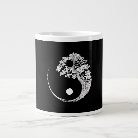 Yin Yang Bonsai Tree Japanischer Buddhist Zen Jumbo-Tasse (Vorderseite)