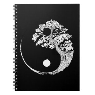Yin Yang Bonsai Tree Japanischer Buddhist Zen Notizblock