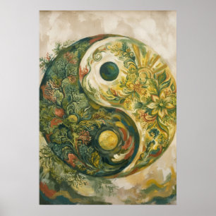 Yin Yang Botanische Naturkunst Poster
