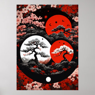 "Yin & Yang Canopy: Japanisches Forest Ink Logo" Poster