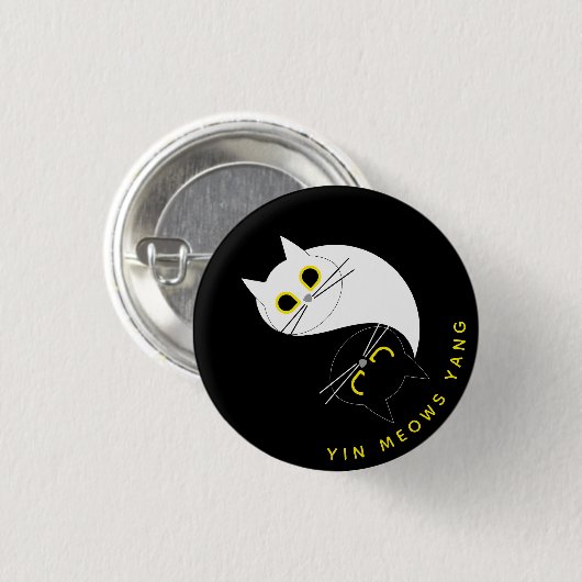 Yin Yang Cat Abzeichen - Zen & Sass Black & White Button (Vorne & Hinten)