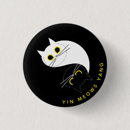 Yin Yang Cat Abzeichen - Zen & Sass Black & White  Button