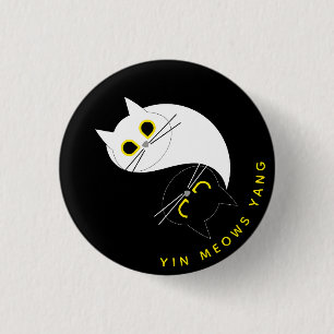 Yin Yang Cat Abzeichen - Zen & Sass Black & White Button