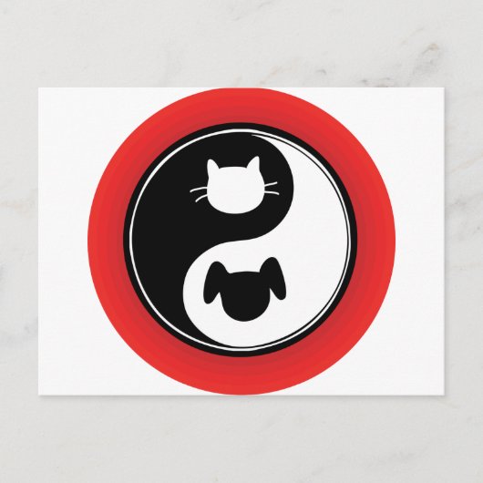 Yin Yang Cat Dog Postkarte (Vorderseite)