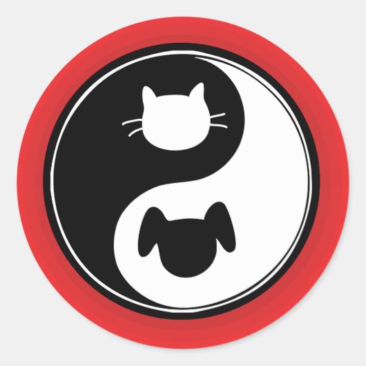 Yin Yang Cat Dog Runder Aufkleber (Vorderseite)