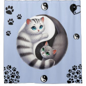 Yin Yang Cat Paws Duschvorhang (Vorderseite)