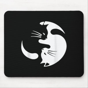 Yin Yang Cat Symbol Niedlich Schwarz-Weiß-Katze Mousepad