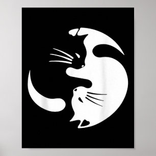 Yin Yang Cat Symbol Niedlich Schwarz-Weiß-Katze Poster