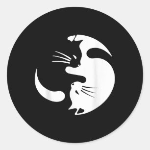 Yin Yang Cat Symbol Niedlich Schwarz-Weiß-Katze Runder Aufkleber