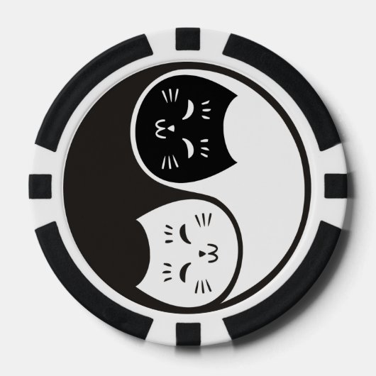 Yin Yang Cats in Schwarz und Weiß Pokerchips (Vorderseite)
