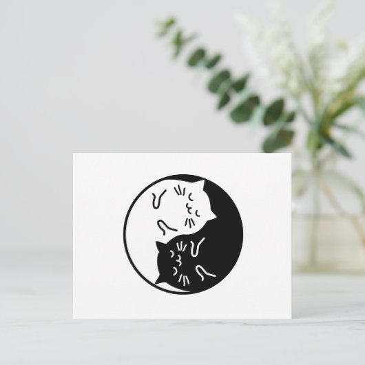 Yin Yang Cats Postkarte (Stehend Vorderseite)