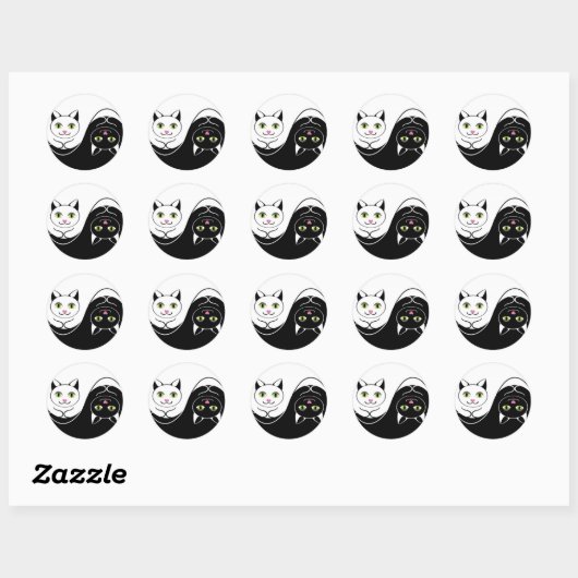 Yin Yang Cats Runder Aufkleber (Blatt)