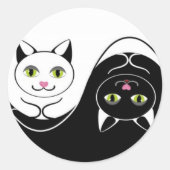 Yin Yang Cats Runder Aufkleber (Vorderseite)