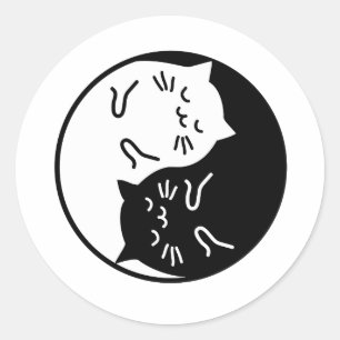 Yin Yang Cats Runder Aufkleber