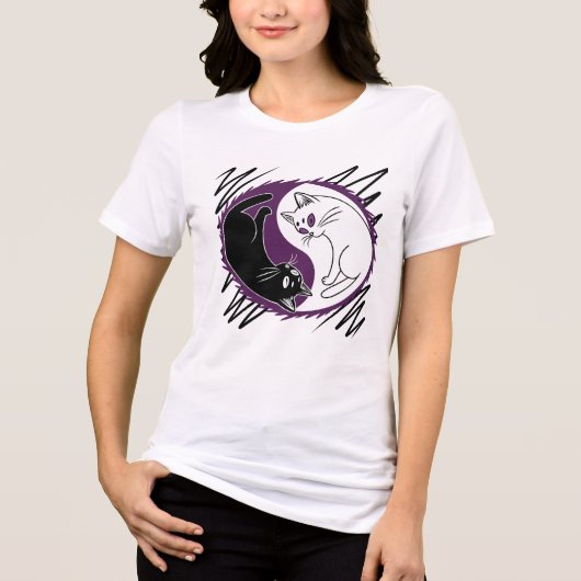 Yin Yang Cats T-Shirt | Asexual Ace Pride Flag Tri-Blend Shirt (Vorderseite)