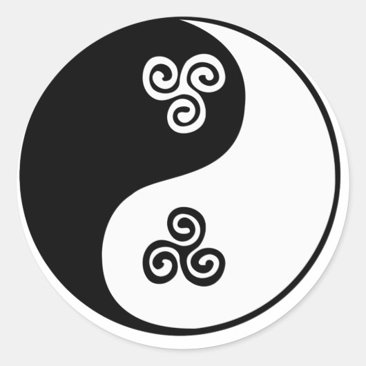 Yin Yang Celtic Tri Spiral Runder Aufkleber (Vorderseite)