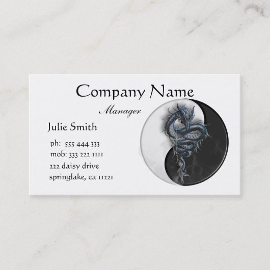 Yin Yang Chinese Dragon Business Card Visitenkarte (Vorderseite)