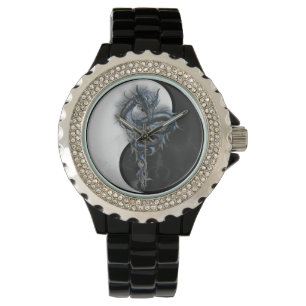 Yin Yang Chinese Dragon Kristall Watch Armbanduhr