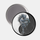 Yin Yang Chinese Dragon Round Magnet (Vorderseite/Rückseite)