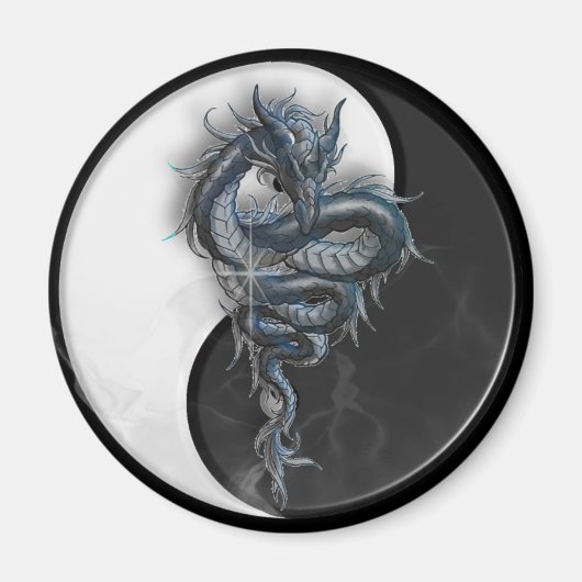 Yin Yang Chinese Dragon Round Magnet (Vorne)