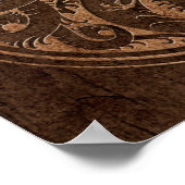 Yin Yang chinesische Drachen mit Holzkörneffekt Poster (Ecke)