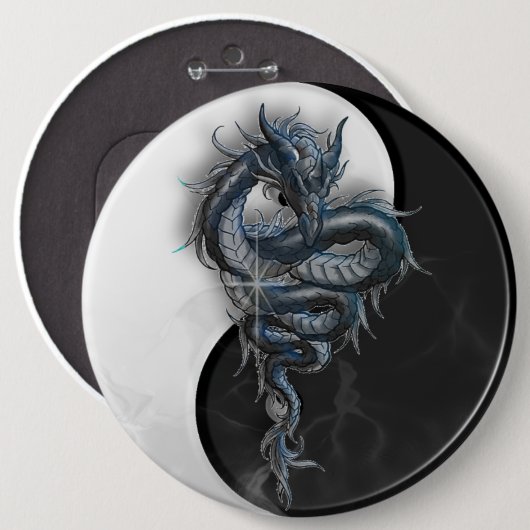 Yin Yang chinesischer Drache-kolossales 6 Button (Vorne & Hinten)
