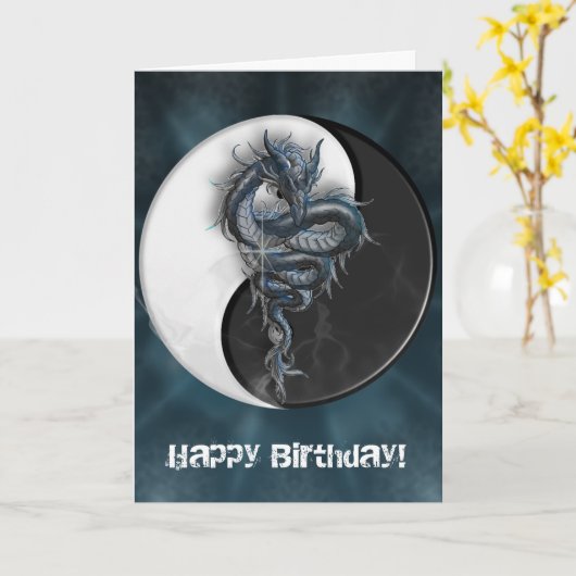 Yin Yang chinesischer Drache-kundengerechte Karte (Gelbe Blume)