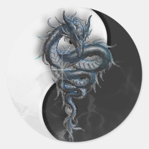 Yin Yang chinesischer Drache-runde Aufkleber