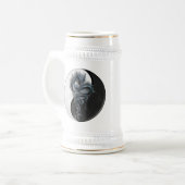 Yin Yang chinesischer Drache Stein Bierglas (Vorderseite Links)